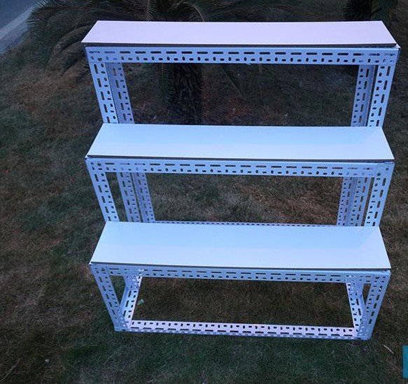 两层三层梯形阶梯台阶式展示架展会水果店花店粮油店角钢货架