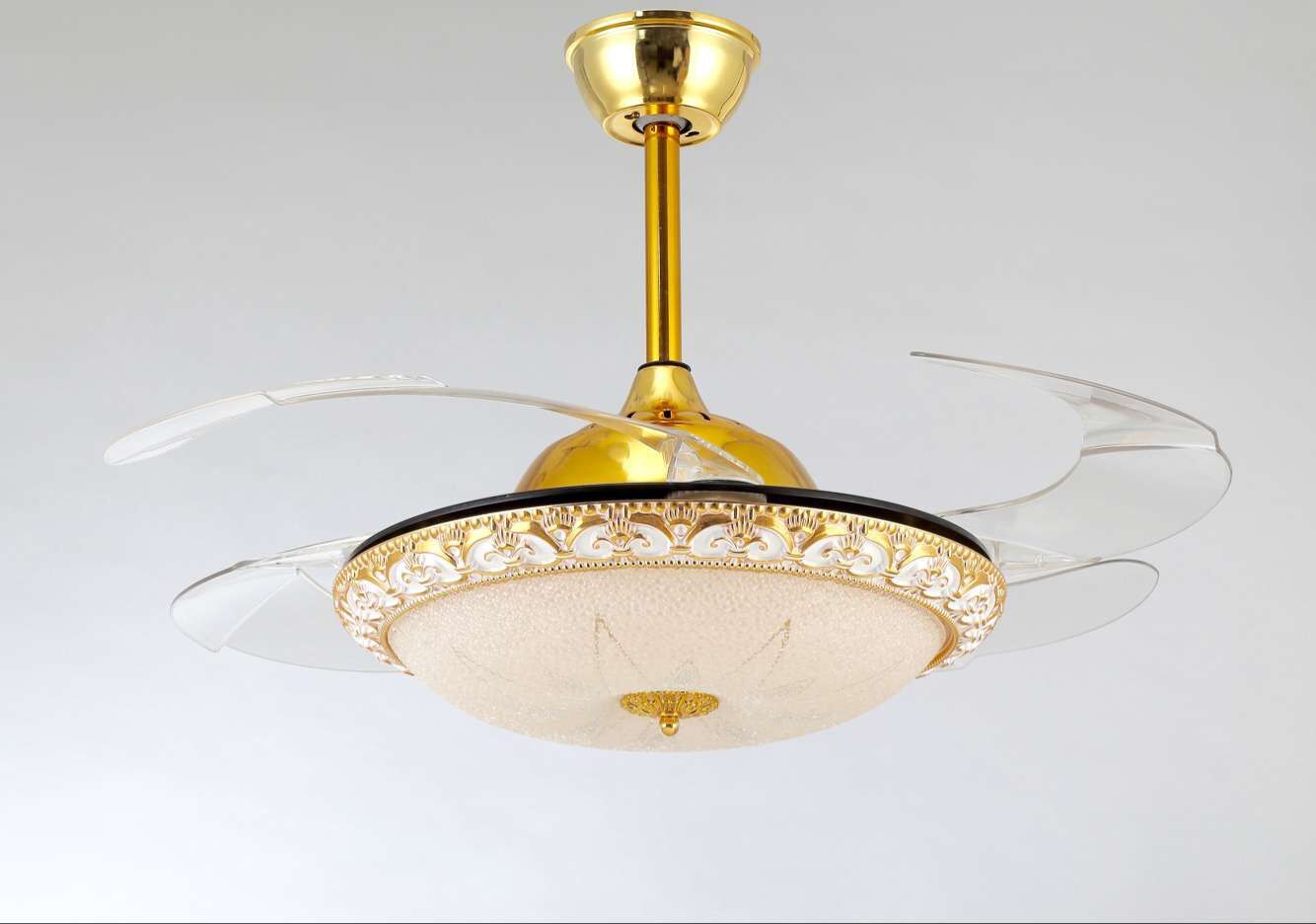 厂家直销水晶隐形风扇吊灯时尚简约餐厅卧室酒店工程led风扇吊灯