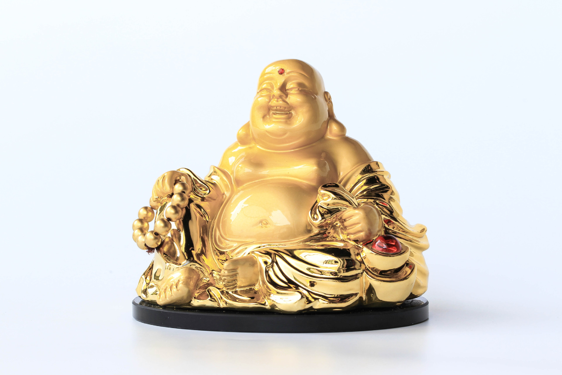 金佛汽车摆件 镀金弥勒佛汽车香水座 元宝珠子 金佛香水座 特大号