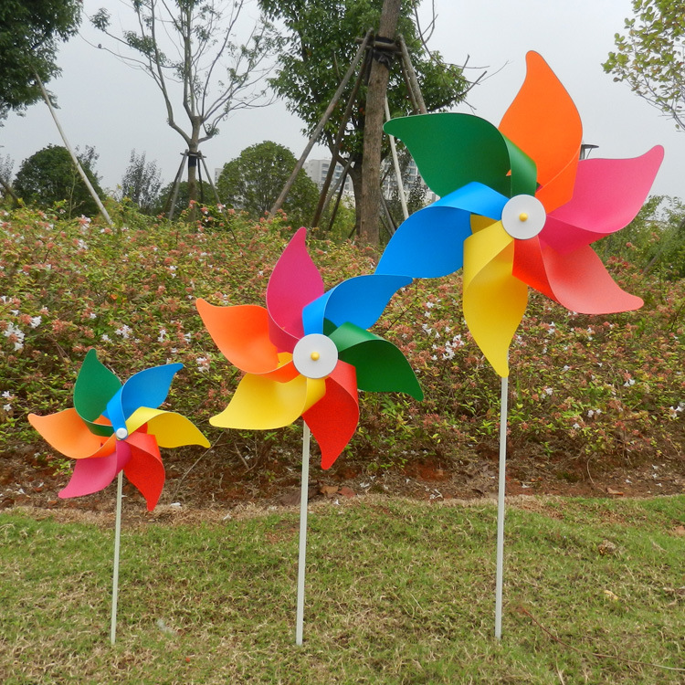 40cm六彩大风车pvc塑料六叶风车节日活动园林装饰diy玩具风车批发