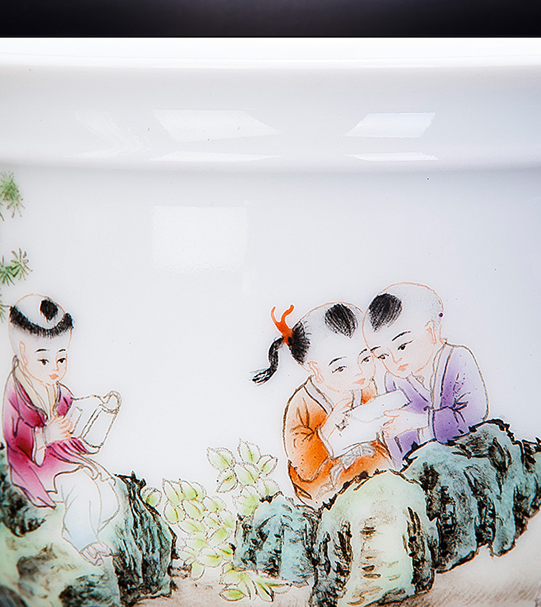 品茗杯主人杯景德镇陶瓷手绘粉彩《九子登科》缸杯全手工功夫茶.