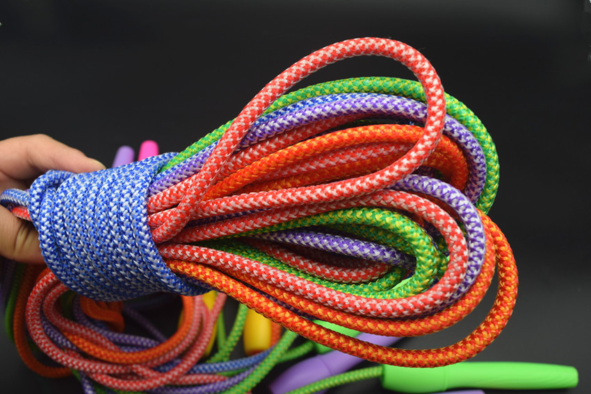 批发616尼龙编织跳绳 混色跳绳 学生中考达标跳绳健身器材用品