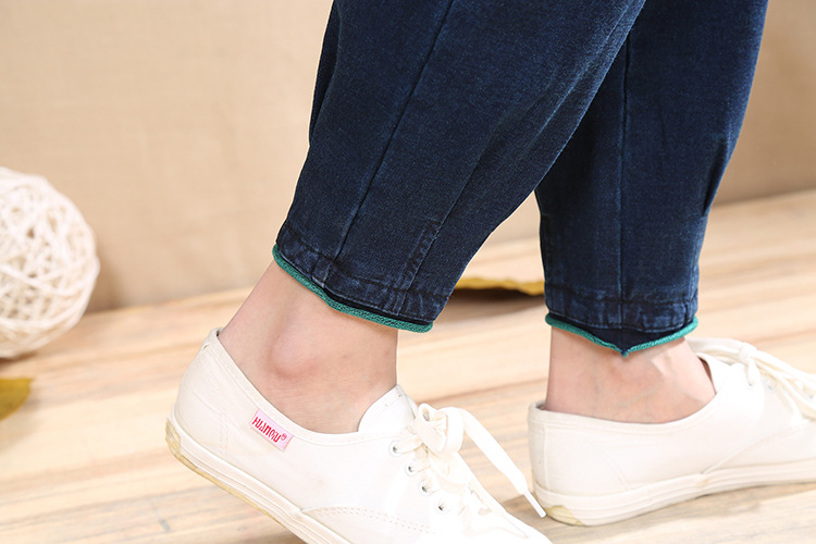 原创2016春秋新款水洗针织弹力斯琴女裤休闲大码松紧九分萝.