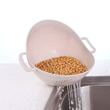 小麦秸秆淘米器塑料洗米筛淘米盆沥水洗米洗菜篮洗菜篮子