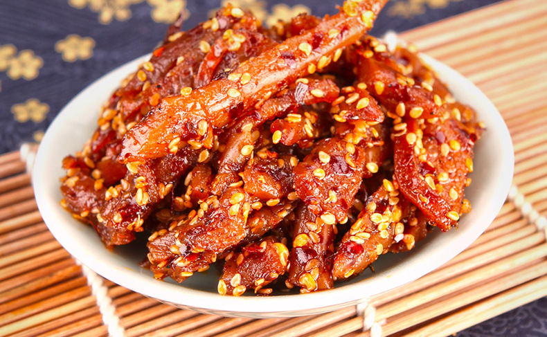 四川特产 蜀道香麻辣鱿鱼条 鱿鱼丝 鲜香辣爽零食 100克*60包/件