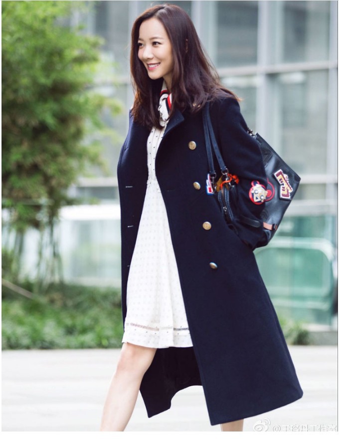 时装周秋冬唐嫣明星同款羊毛呢子刺绣徽章军