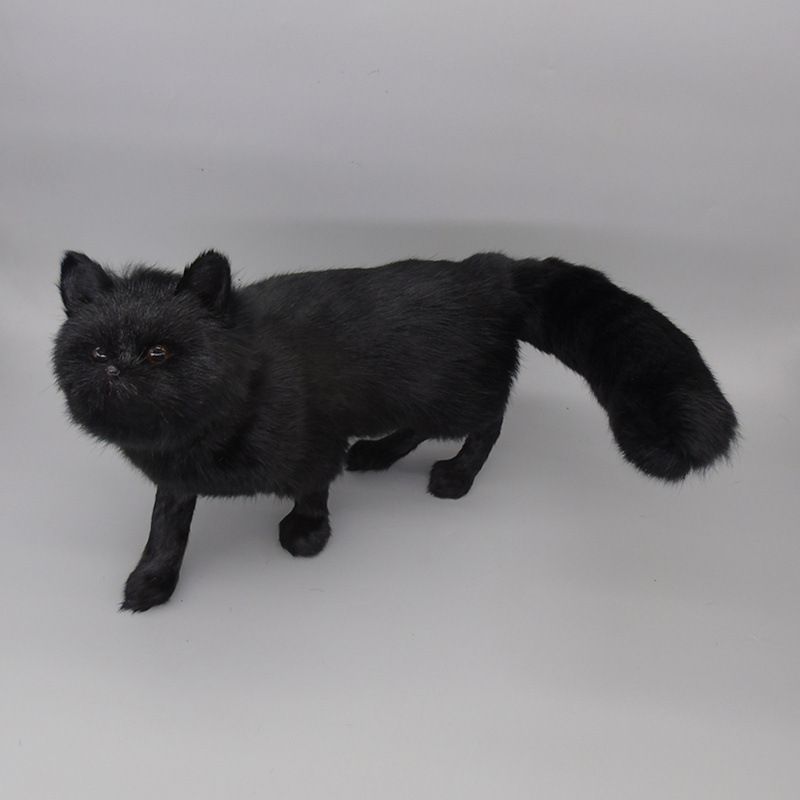仿真黑狐狸仿真皮毛动物手工艺品 家居摆件 狐仙供品仿真狐狸