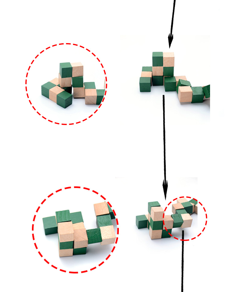 成人儿童益智玩具 神龙摆尾小魔方 木制智力玩具 成人解锁游戏