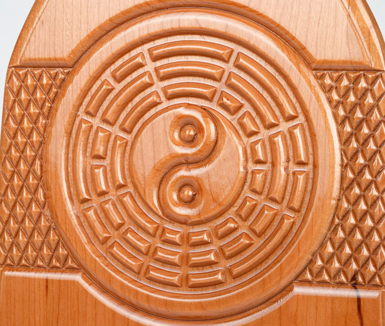 木质工艺品-富贵鱼桃木镜八卦镜挂件版木雕挂件风水挂件礼品批发-木质