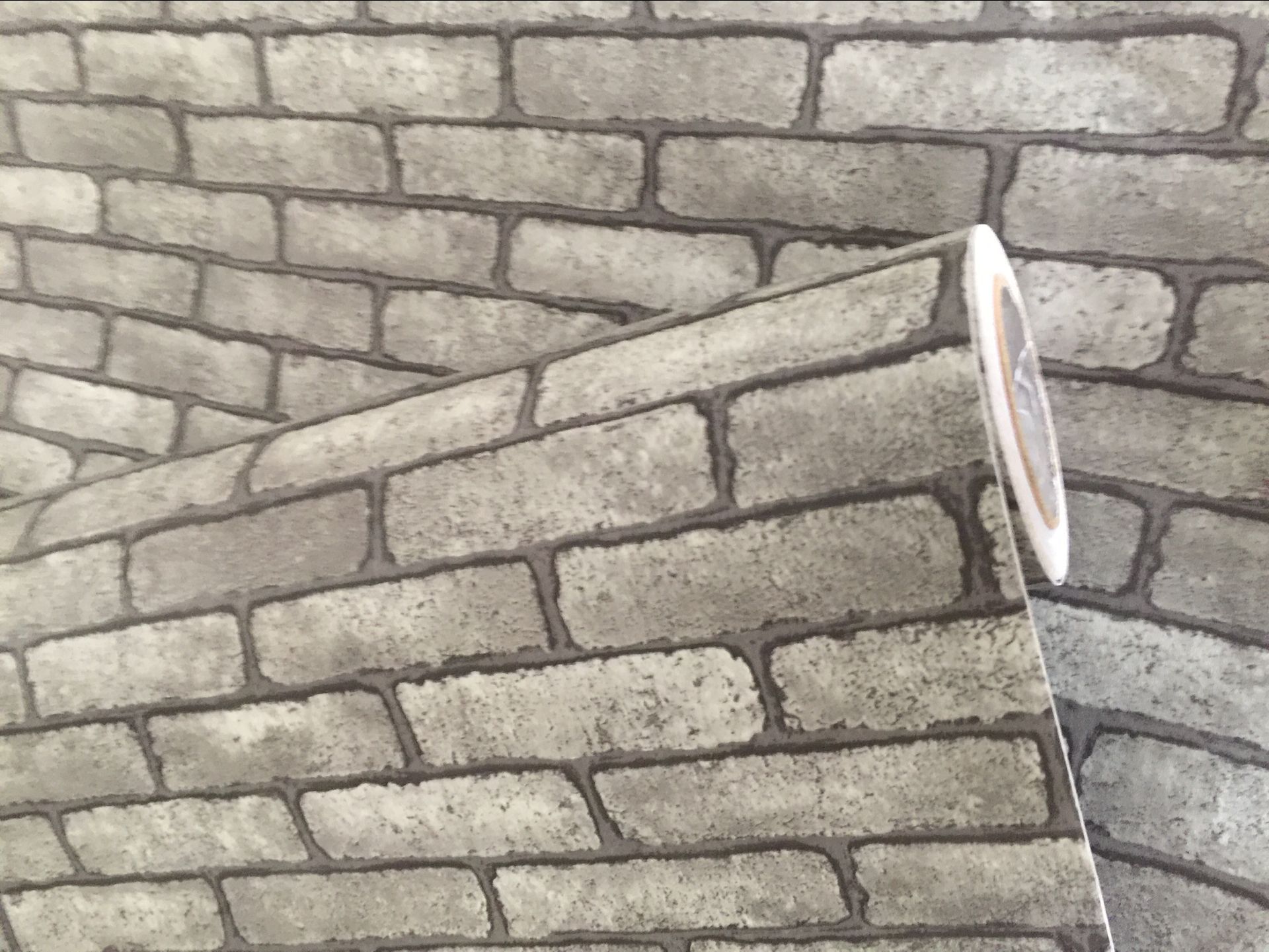 加厚pvc防水防潮现代灰色仿砖墙自粘墙纸.壁纸家居.彩装膜.