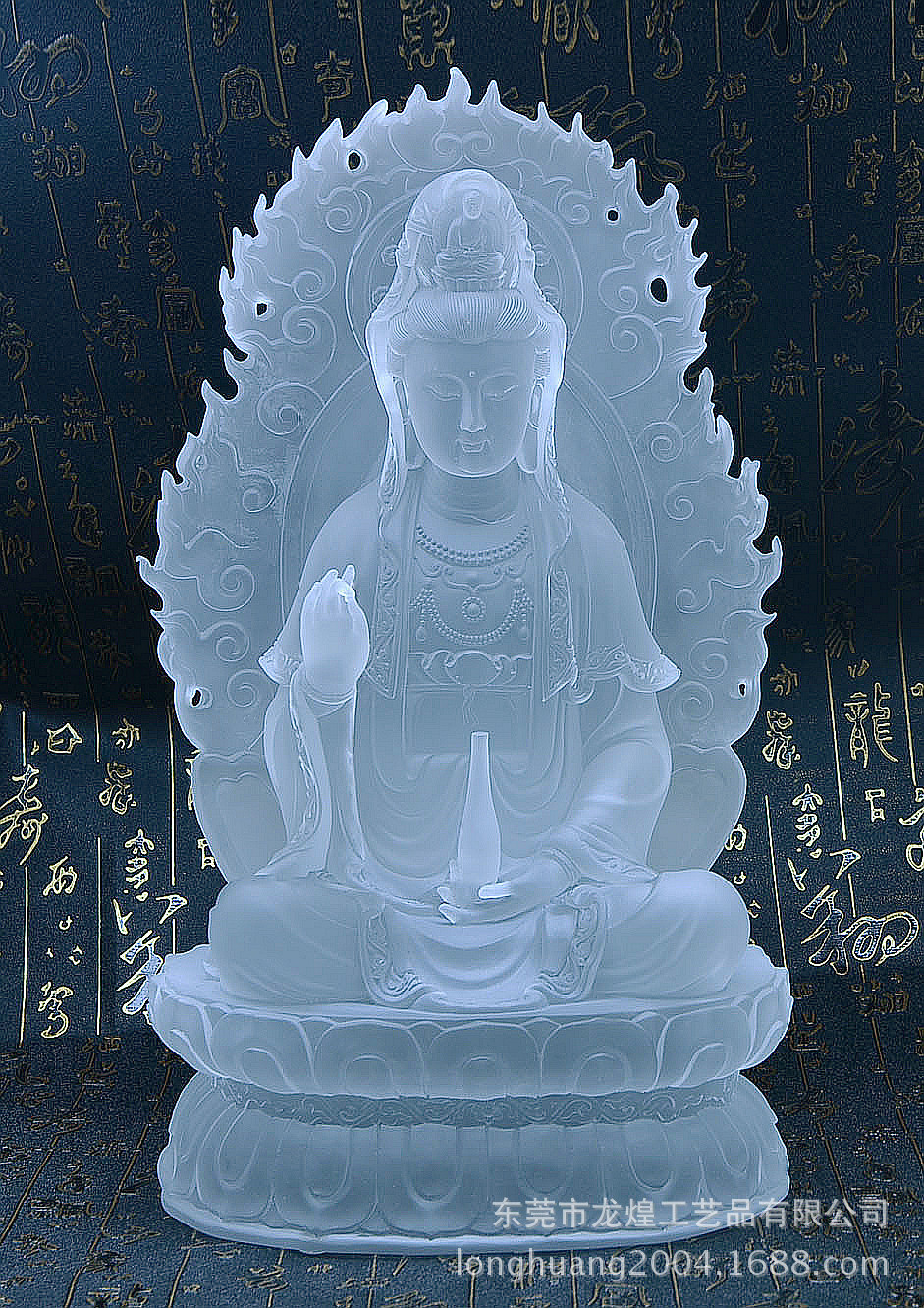 古法琉璃摆件观音菩萨童子拜观音观世音菩萨高档琉璃摆件