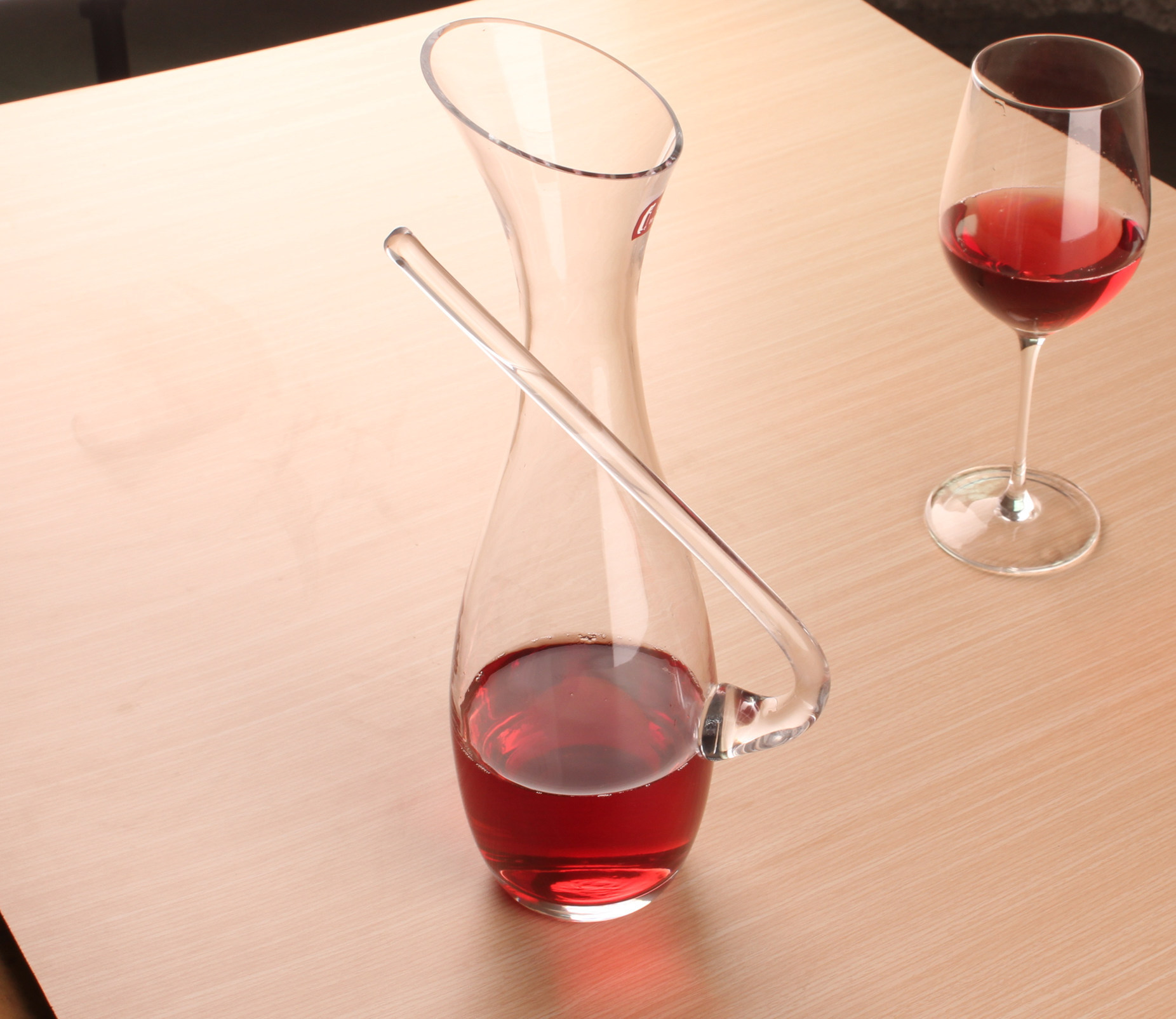 醒酒器 红酒 葡萄酒具分酒器无铅玻璃斜口酒壶带把倒酒器批发