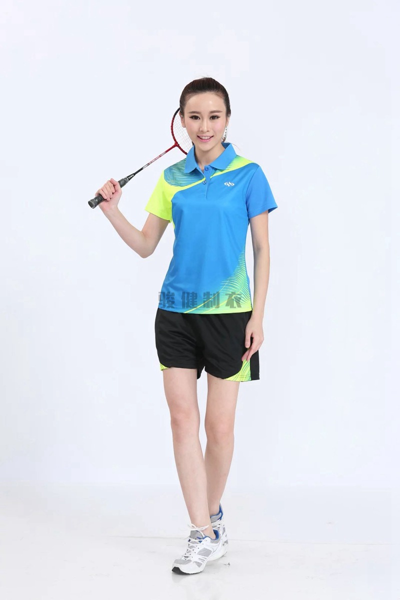 厂家定制 骏健羽毛球服套装女 情侣团体活动服健身美体羽毛球服