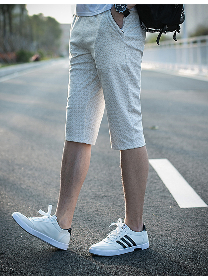 2016圆点夏季男七分裤印花休闲纯棉7分裤男士裤子男裤淘宝热卖