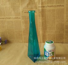 批发 彩色透明简约现代玻璃细高小花瓶 创意三角插花瓶玫瑰花瓶