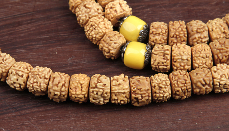 印尼连肉纹爆肉藏式小金刚菩提子108颗手串五瓣黄皮佛珠项链手链