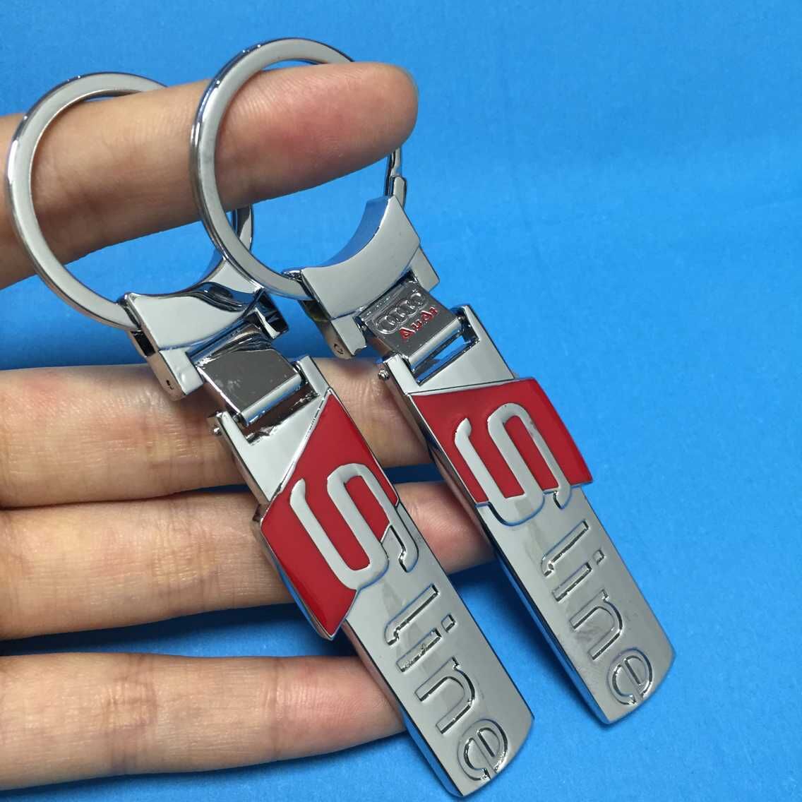 厂家供应精美车标sline钥匙扣汽车小礼品定制奥迪车标钥匙扣