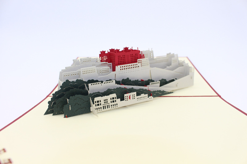 创意立体贺卡剪纸雕刻厂家旅游纪念节日生日礼品布达拉宫一件代发