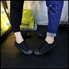 黑色帆布鞋男鞋运动休闲低帮文艺学生韩版平底百搭系带透气板鞋