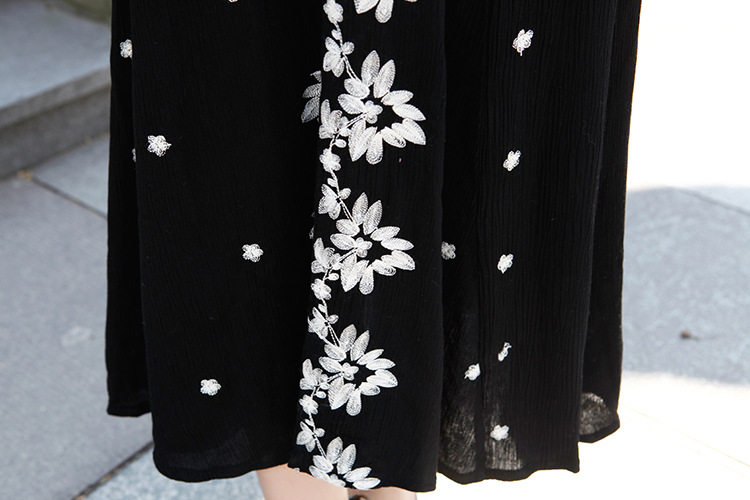 连衣裙-呛口小辣椒fp同款2016夏季爆款复古民族风刺绣黑色连衣长裙