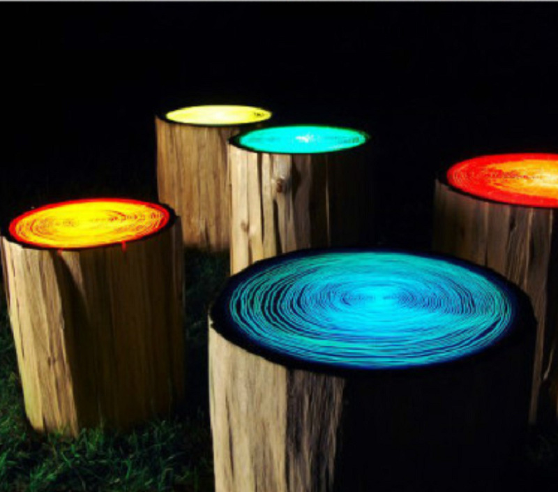 创意玻璃钢年轮木桩灯特色户外树脂星空灯景