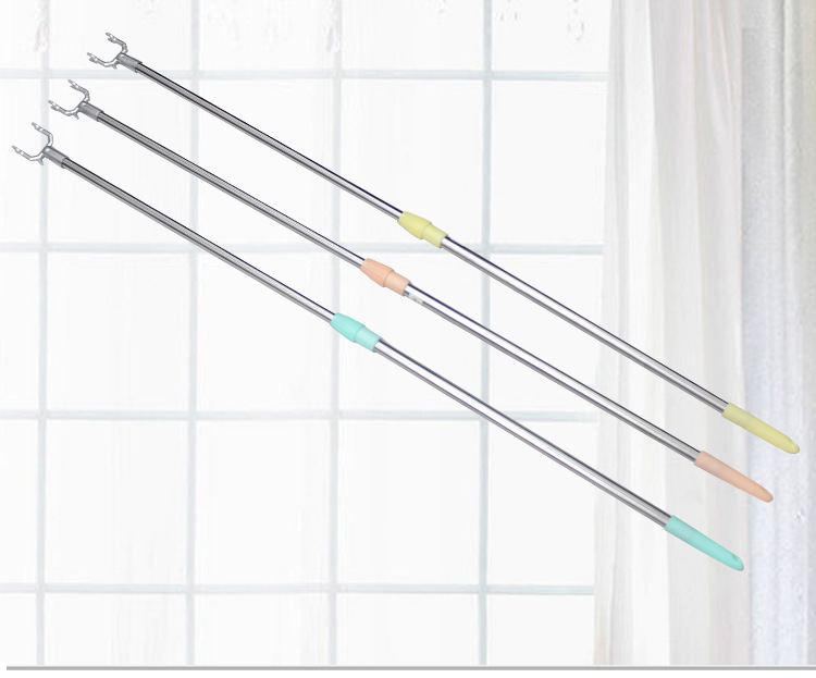 铝合金撑衣杆晾衣叉子头挑衣杆伸缩取不锈钢棍衣服凉竿收衣架铁管