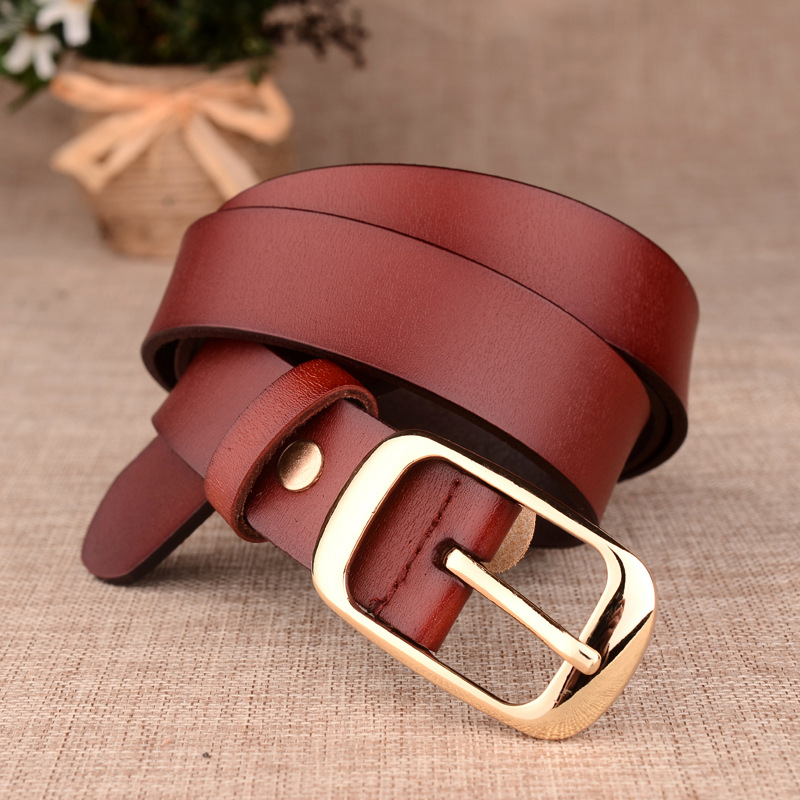 Hot Sale Women's Belt Genuine Leather Women's Genuine Leather Made Korean Belt Decorative Pin Buckle Fashion All-Match Factory Direct Sales