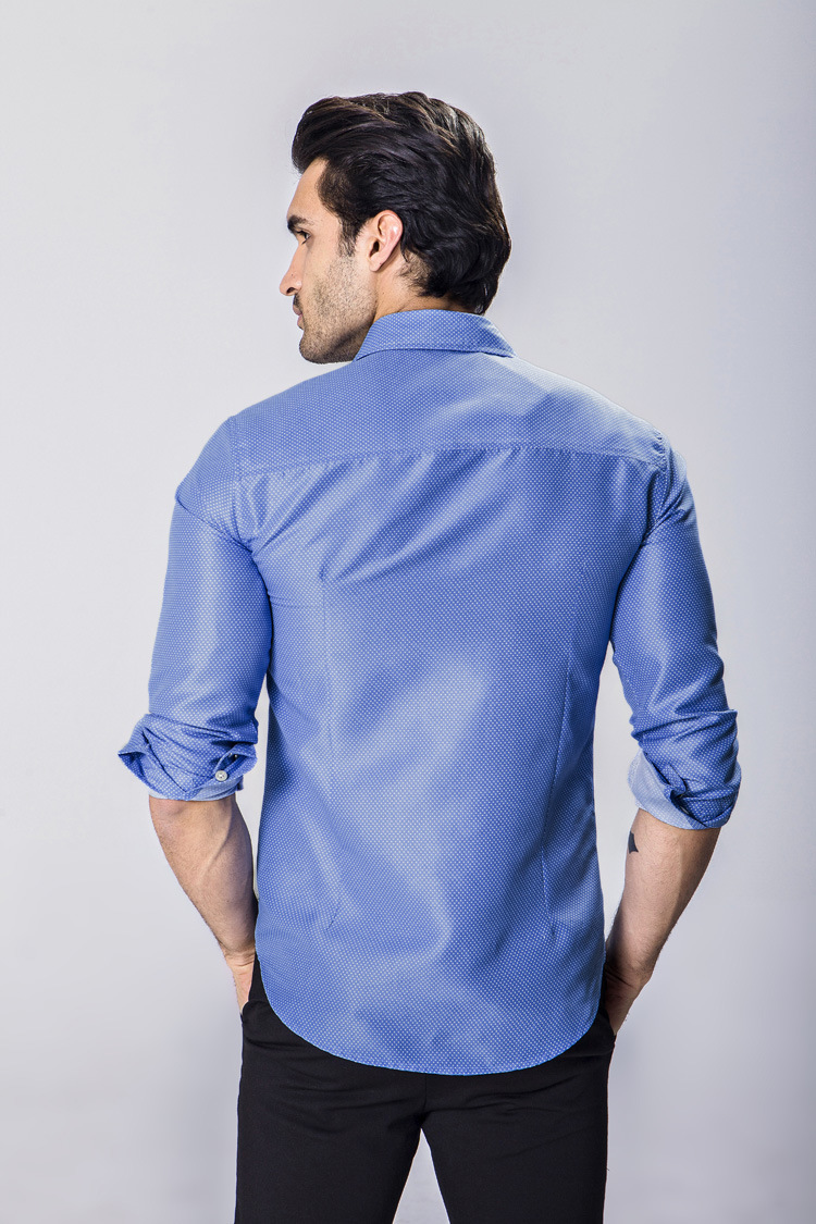 19新款外贸批发欧美风男士斑点印花宫廷风褶皱长袖男式衬衫tc806