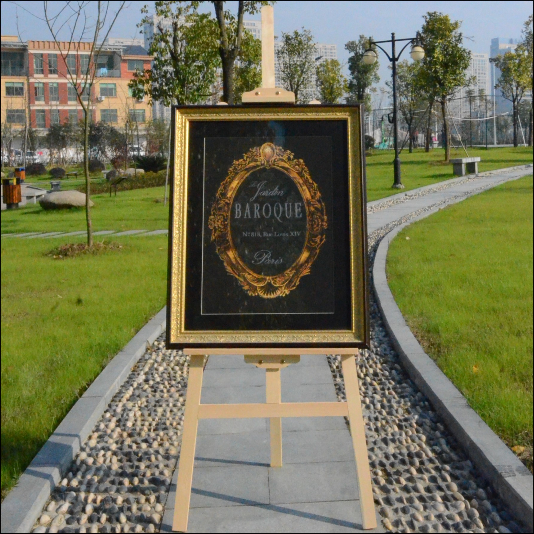 1.45米松木实木木质抛光画架 婚礼迎宾海报展示架 数字油画展示架