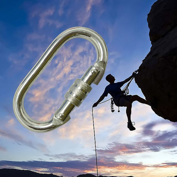 电镀锌跑道型弹簧钩带螺母 登山攀岩钩 户