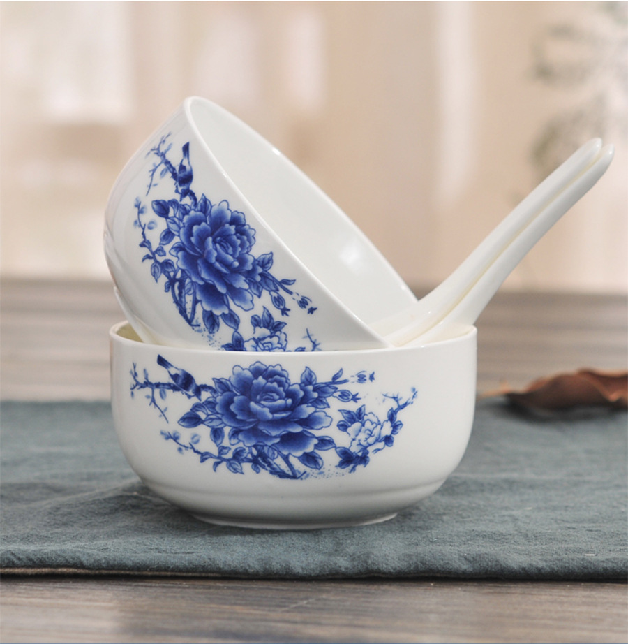 批发陶瓷礼品碗陶瓷韩式青花瓷碗餐具套装 套碗礼盒装