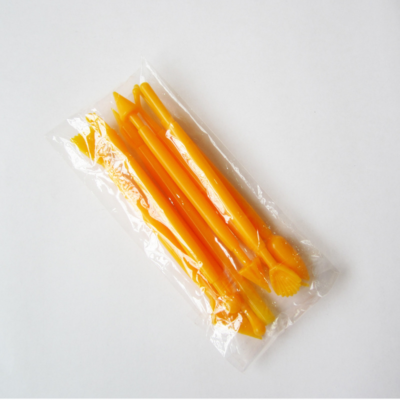 【新品热销】荣意8支橘色塑料泥塑压痕工具 泥工压印工具陶泥工具