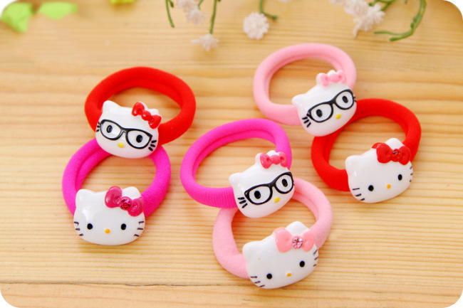 hellokitty发饰 凯蒂猫儿童头饰 女童皮筋发绳 卡通宝宝毛巾发圈
