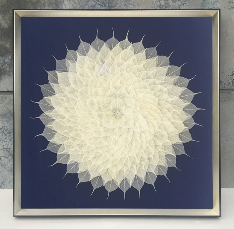 现代简约客厅菩提叶装饰画新中式玄关书房挂画菩提树叶实物装置画