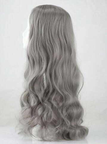 外贸假发奶奶灰中分长卷发 cos银灰色女 lolita大波浪假发厂家