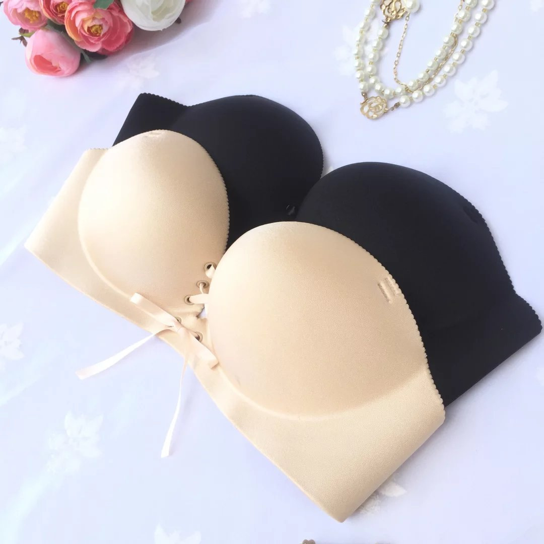 一件代发 夏一片式无痕无肩带内衣礼服婚纱露背聚拢隐形文胸批发