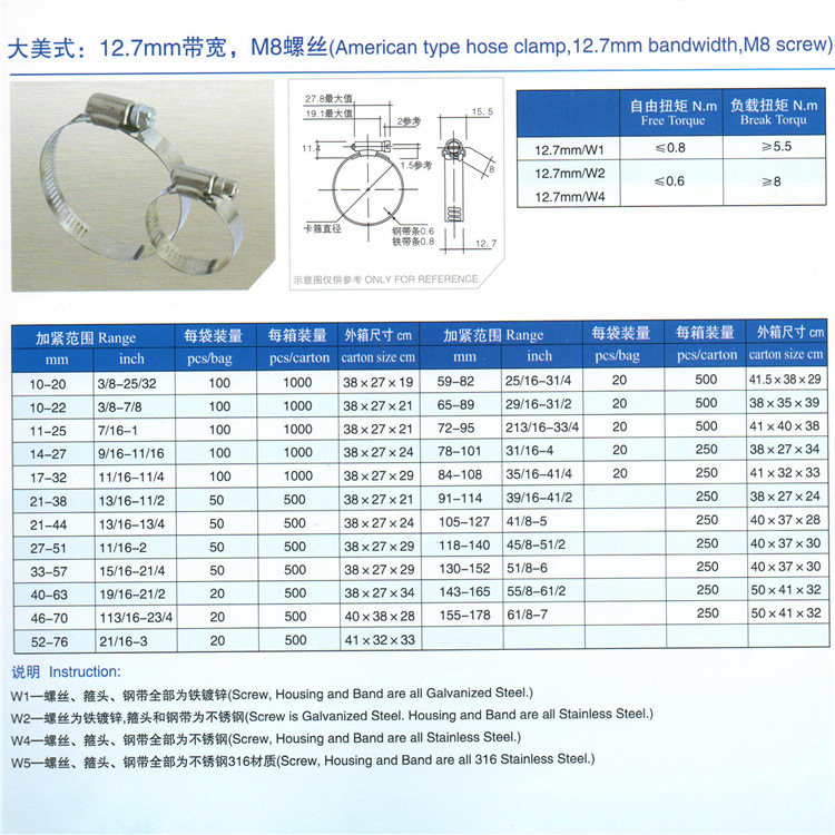 【津静德诚】厂家直销 全不锈钢美式喉箍 卡箍 抱箍