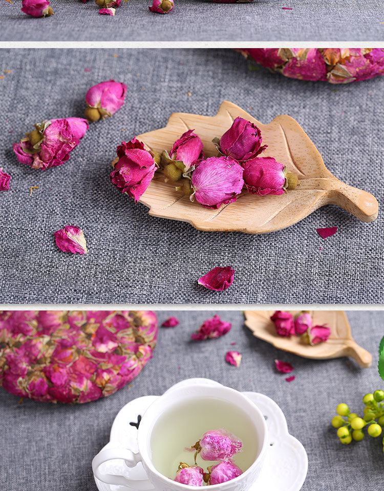 批发促销紫玫瑰花茶饼云南特级紫玫瑰大花朵花果茶饼200g礼盒装