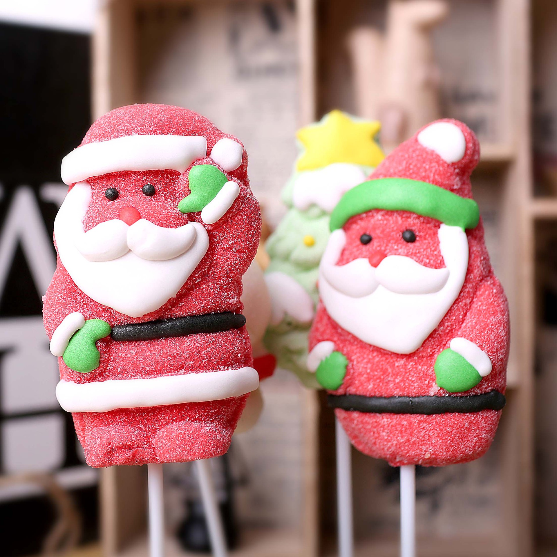 35g克圣诞老人棉花糖棒棒糖圣诞节礼物 圣诞树 雪人糖果整盒24支