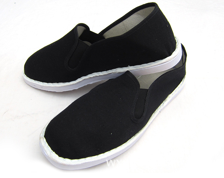 供应白底黑布鞋防滑底黑色工作鞋男女通用休闲布鞋老北京布鞋包邮