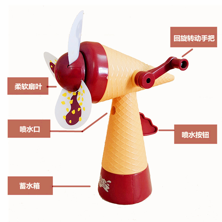 手摇迷你小风扇手动喷水雾手持拿便携式卡通儿童玩具学生加湿静音
