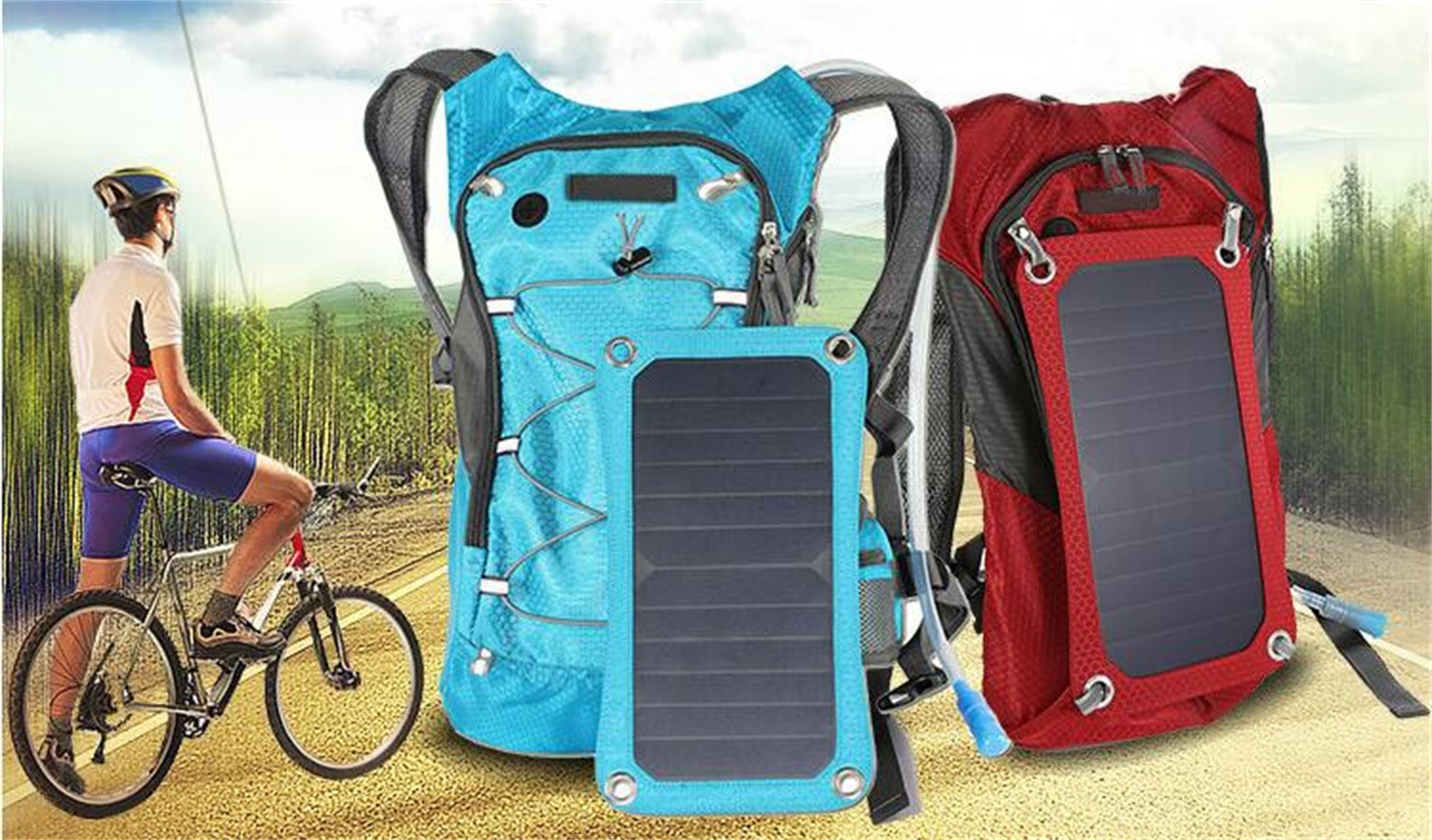 高转换sunpower太阳能板旅行户外双肩包 远足旅行太阳能充电背包