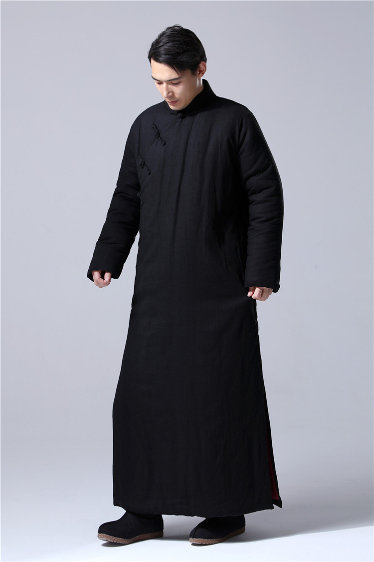 中国风男装冬民国风复古棉袍长袍大褂中式棉袄宽松棉衣长款棉服男