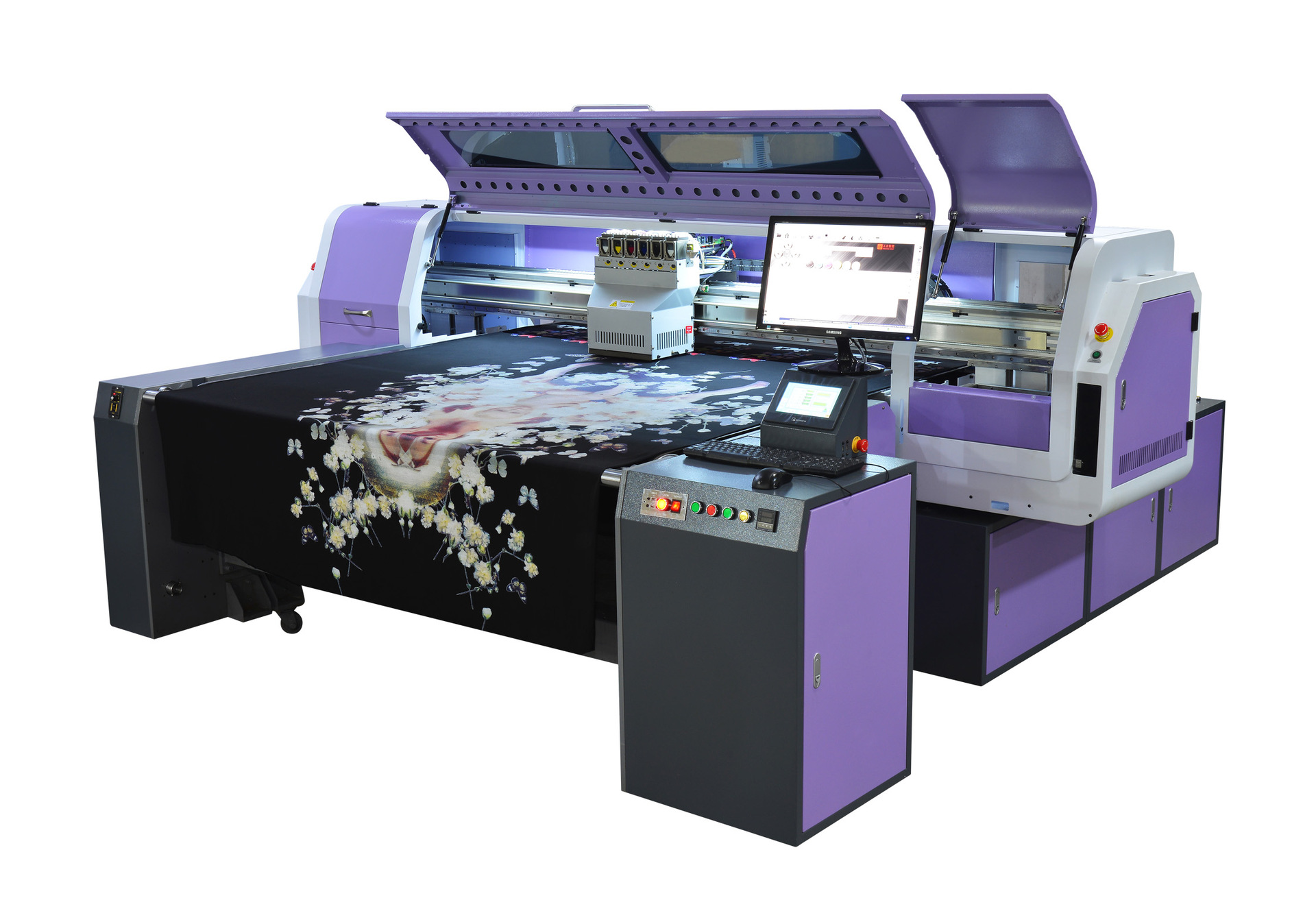 深色纯棉直喷印花机成衣裁片黑色面料数码直喷