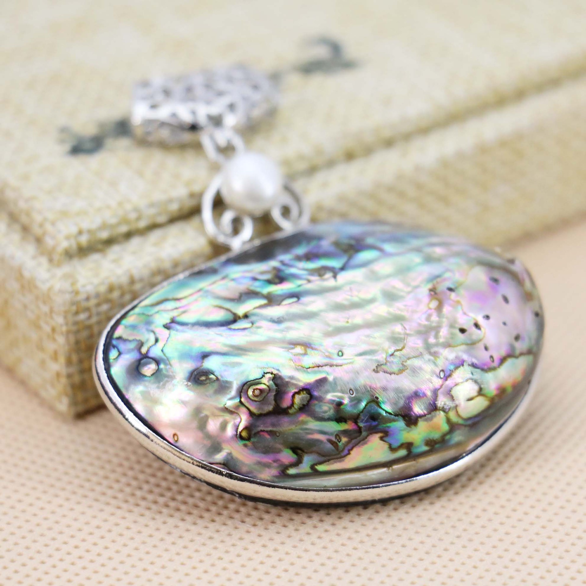 50x35mm天然多彩色贝壳吊坠女珍珠项链配饰diy饰品短