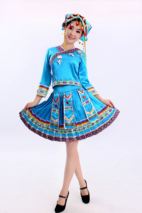 新款苗族少数民族演出服装女装壮族土家族彝族舞蹈裙表演服饰瑶族