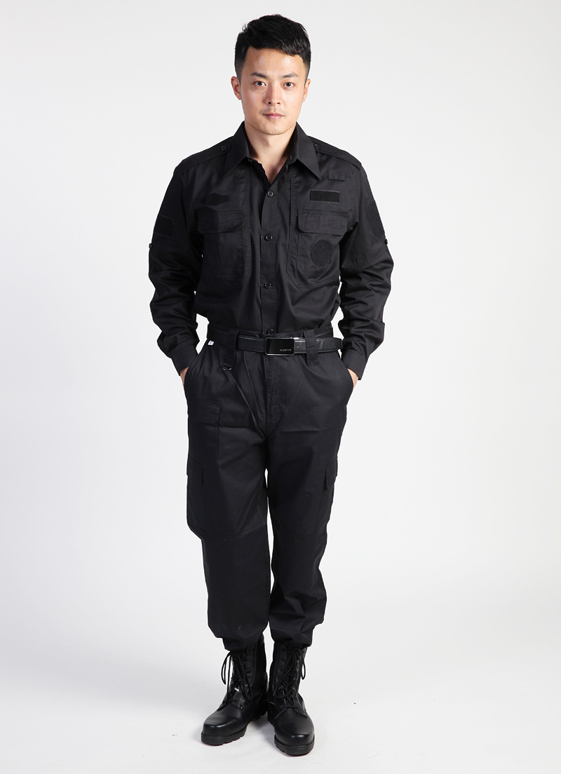 厂家批发新款保安斜纹静电丝棉作战短袖户外作战作训服长袖