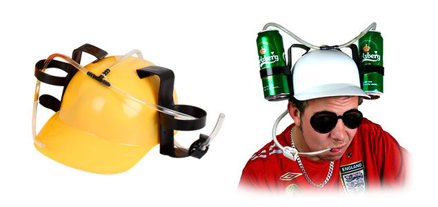 懒人帽子吸管 饮料工头帽子头盔吸管喝汽水头盔便携帽子饮料器