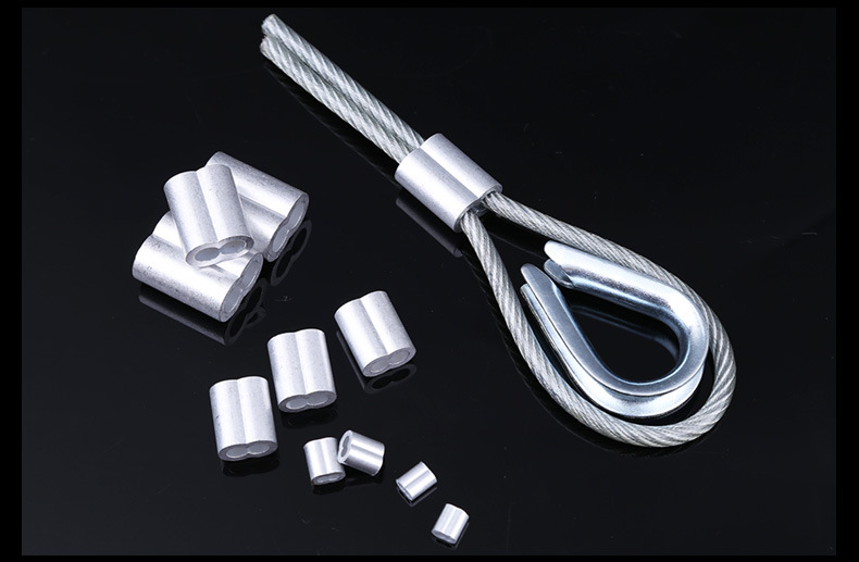 钢丝绳铝套铝夹头8字孔椭圆孔铝卡铝扣铝轧头钢丝绳夹头多规格