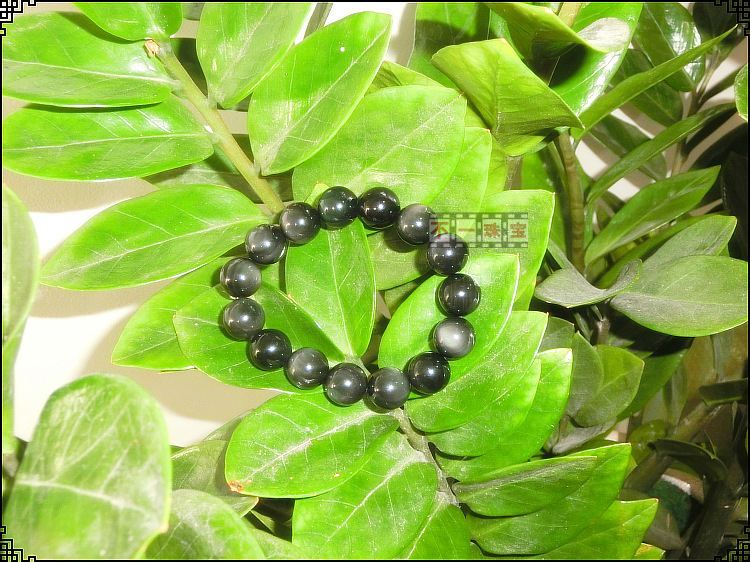 厂家直销 天然彩虹眼黑曜石单圈手链 6a黑曜男女石时尚手串